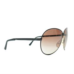 Carrera Porsche Design folding aviator sunglasses, black metal folding frame with brown gradient lenses, double bridge and adjustable nose pads, temples stamped Carrera Porsche Design, together with original Porsche Design case, circa 1980s