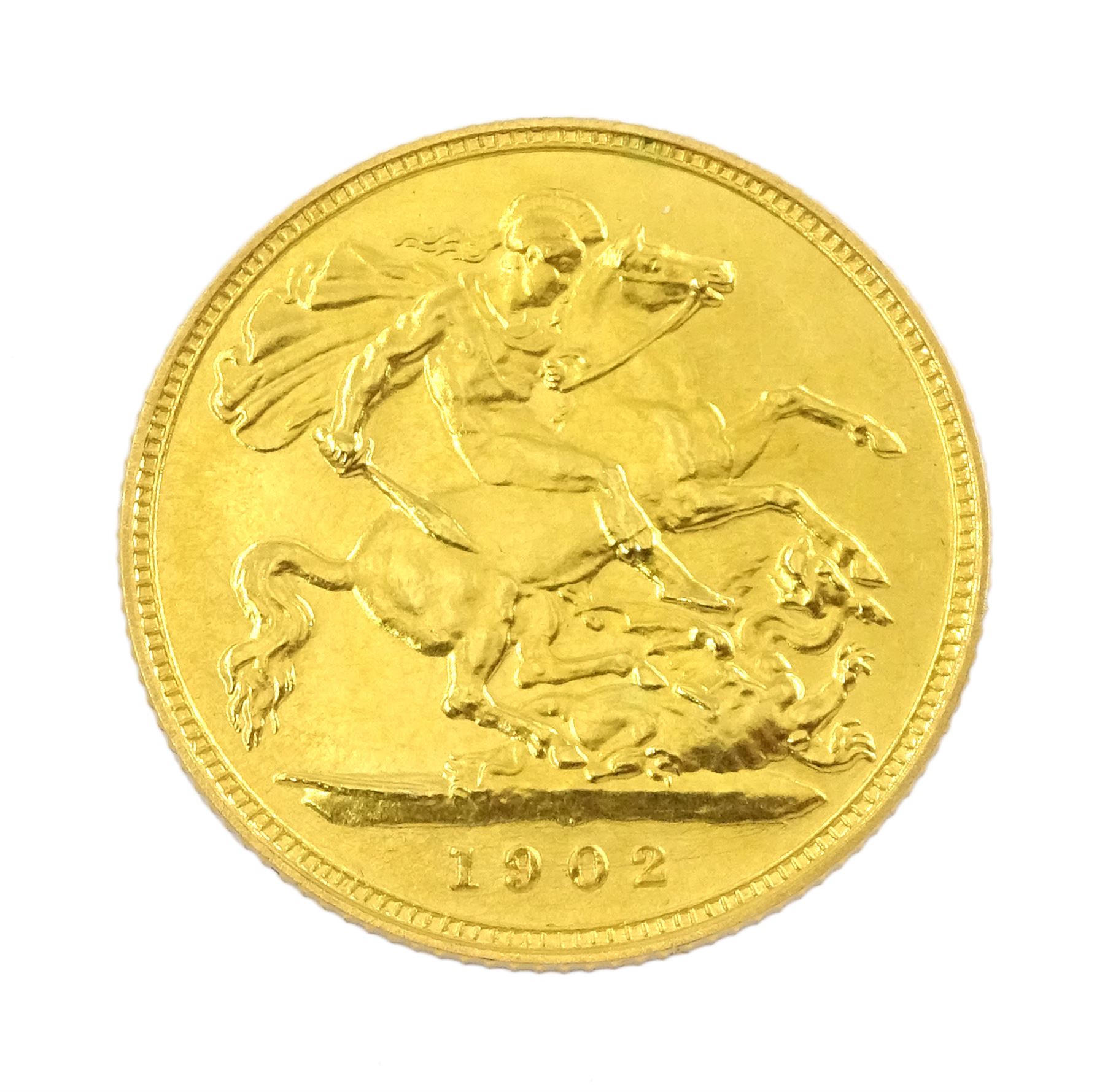 King Edward VII 1902 matt proof long coin set, comprising gold half sovereign, sovereign, two pounds and five pounds, silver maundy money set, sixpence, shilling, florin, halfcrown and crown, housed in the official dated case of issue