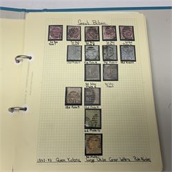 Great British Queen Victoria and later stamps, including imperf penny reds, perf penny reds, half penny 'bantams', small number of stamps on pieces or covers, one penny lilacs with block and pairs, 1883-84 two shillings sixpence, five shillings and ten shillings, various King Edward VII issues,  King George V seahorses etc