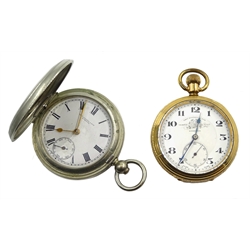 Thomas Russell & Son Tempus Fugit gold-plated pocket watch No.47654 and a Thomas Russell full hunter key wound chrome pocket watch