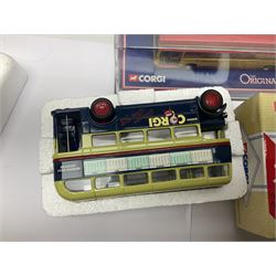 Corgi - twenty eight modern die-cast model coaches, buses and wagons to include Corgi Classics 35305, 96991, 97002, two 97108, 97208, 97267, 97335, 97871 and 98162; limited edition sets D949/26, 97107 and 97185; The Yorkshire Rider Series 91700, 91853, 91858 and 91862; all but one in original boxes or perspex display cases, most with certificates (27)