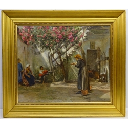  Cilius Johannes Konrad Andersen (Danish 1865-1913): Figures in a Mediterranean Courtyard, oil on canvas signed 54cm x 66cm  