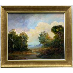 Bruce Kendall (British Contemporary): 'A Wooded Landscape', oil on canvas signed, titled verso 49cm x 59cm