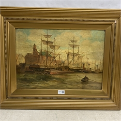 Vic Edmunds (Early 20th century): Great Yarmouth Harbour Quayside scenes, pair oils on canvas signed, titled verso 34cm x 50cm (2) 