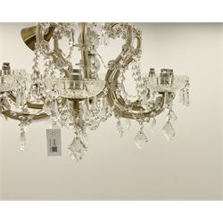 Late 20th century, cut and moulded glass chandelier, fitted with eight serpentine branches 