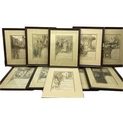 Frederik Vilhelm Scholander (Sweedish 1816-1881): 'The Pilgrimage of Truth', set of ten pen ink and monochrome wash original illustrated book plates signed and dated 1872, 36cm x 25cm (10 one lacking frame)