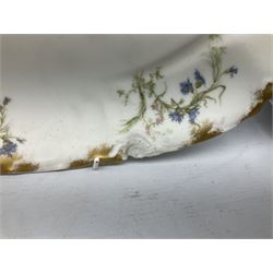 French Haviland Limoges part dinner service, decorated with floral sprays and gilding, to include two lidded tureens, thirteen plates, oval serving platter, etc, all stamped H & Co Made in France for James Green & Nephew (17) 