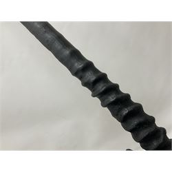 Antlers/Horns: Gemsbok Oryx (Oryx gazella gazella), pair of oryx curved horns on partial skull, mounted on an ebonised shield, H130cm