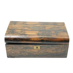  Victorian coromandel table writing slope with presentation plaque to Miss Dixon 1876 W41cm