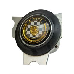 Steering wheel with E-Type Jaguar badge, AA badge, RAC badge and Lotus gearstick top