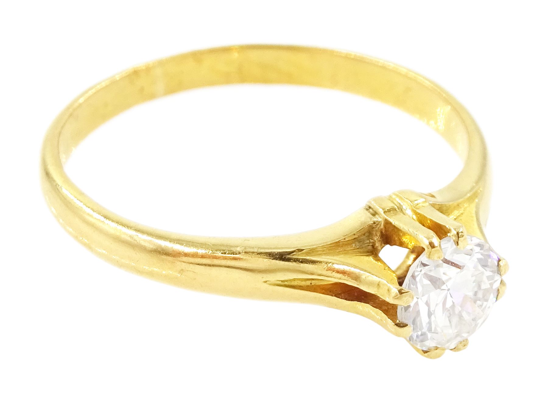 21ct gold single stone, round brilliant cut diamond ring, diamond approx 0.45 carat 