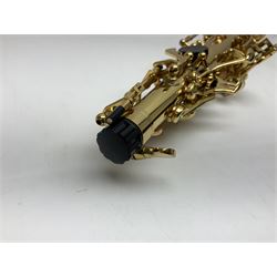 Trevor James The Horn Classic II brass straight soprano saxophone, serial no.T1255; in lightweight carrying case with accessories