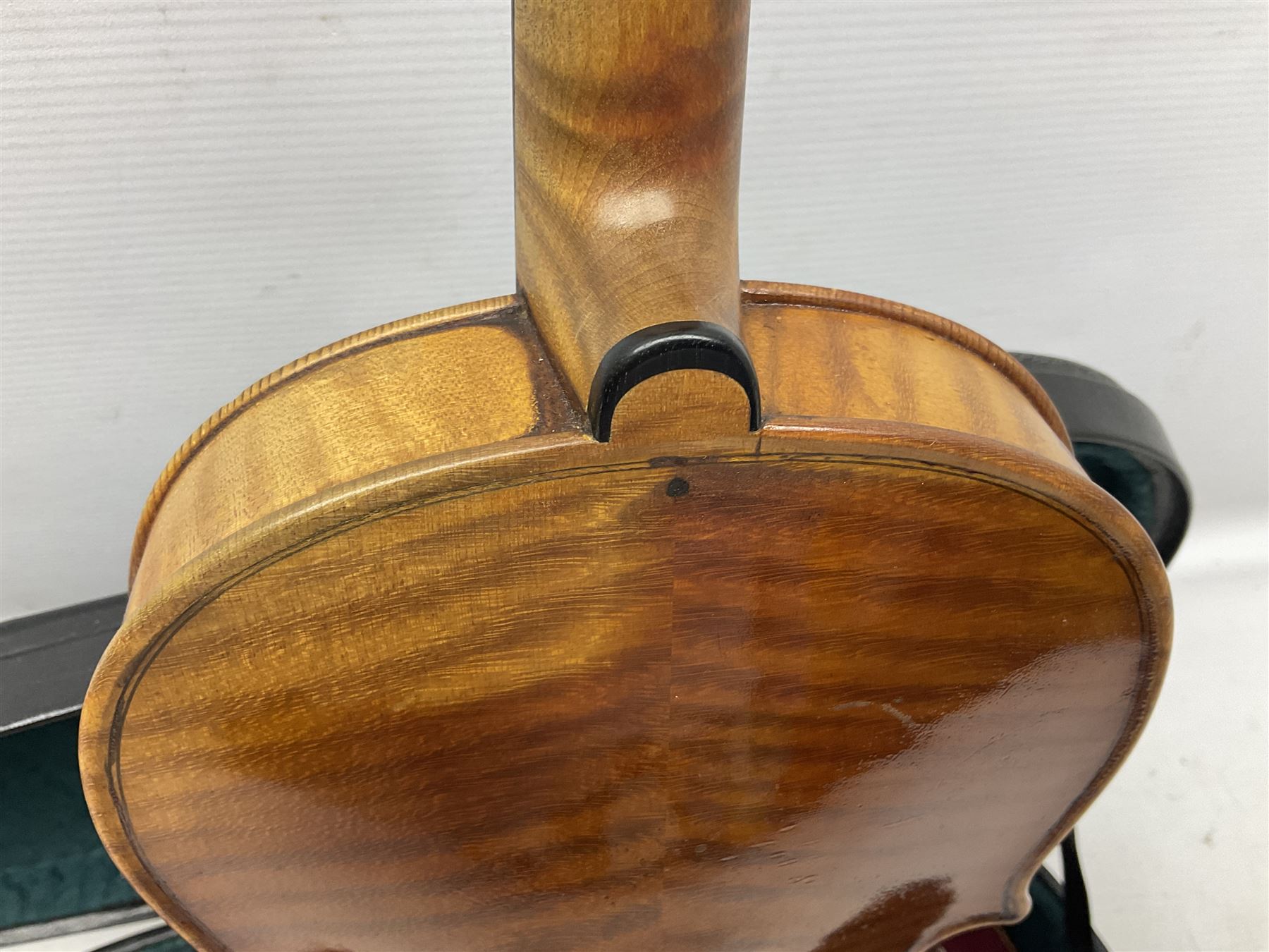 French violin c1900 labelled Guadagnini with 35.5cm two-piece maple back and ribs and spruce top, labelled 'Joannes Baptista Guadagnini Pla Centinus Fecit Mediolani 17**' L59cm overall; in hard carrying case