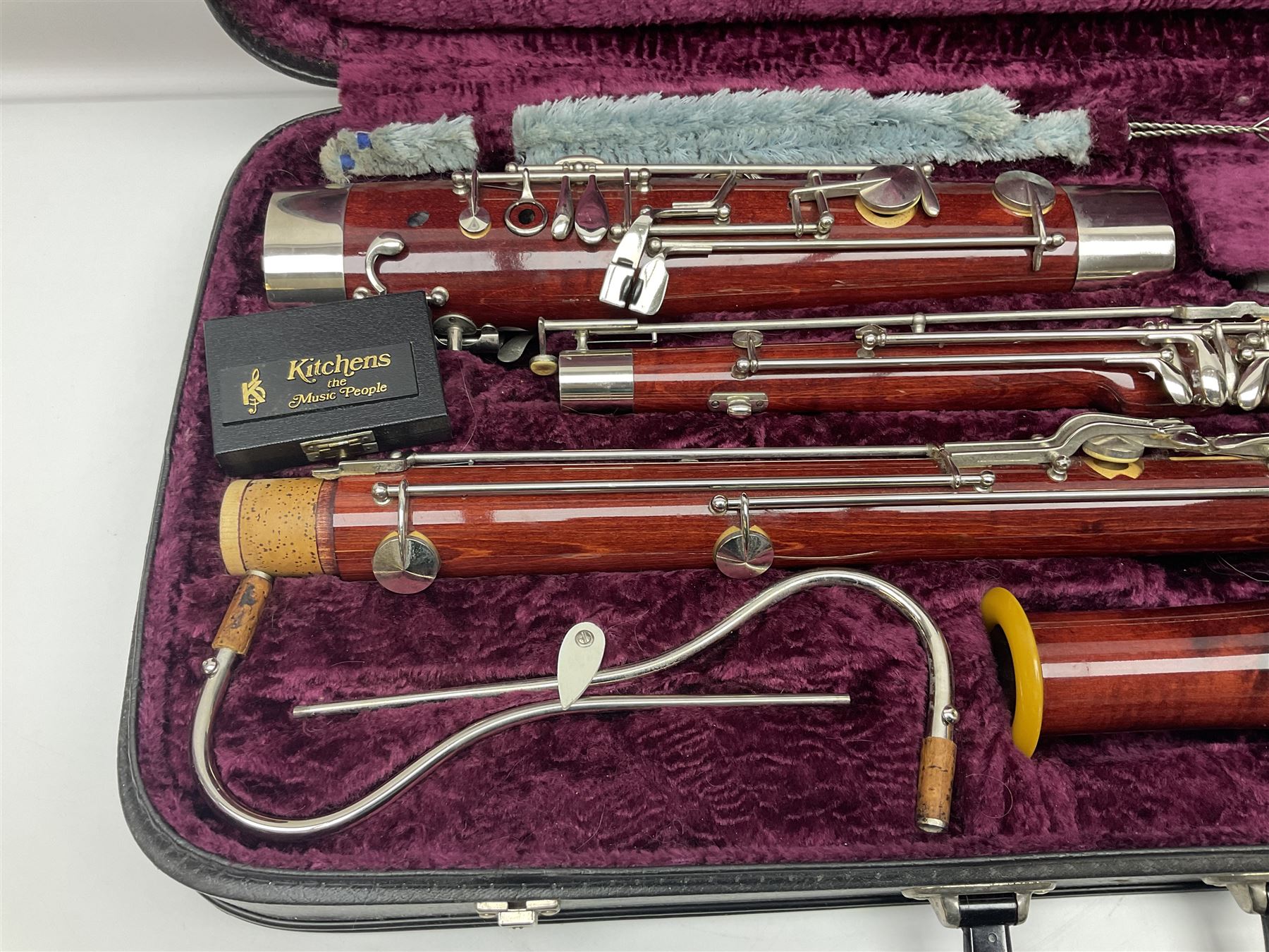 Lafleur bassoon imported by Boosey & Hawkes from Czechoslovakia, serial no.8 2600; in fitted hard carrying case with crooks and accessories
