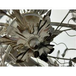 India Jane - silver finish metal, decorated with trailing leafy branches and glass pendants - ex-display/bankruptcy stock 