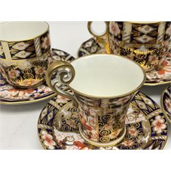 Six Royal Crown Derby cups and saucers all in imari pattern 2451, in various shapes  