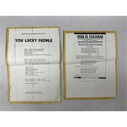 Fulham F.C. programmes - twenty-seven home matches 1949/50 - 1957/58; and two photocopies of memorabilia items