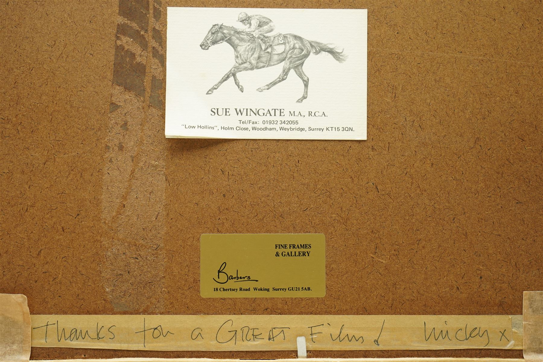 Sue Wingate (British 1947-2016): 'Shergar' with Walter Swinburn, pencil sketch signed titled and dated 1998, 37cm x 51cm; together with a print of 'Cigar' after Fred Stone, signed in pencil, 46cm x 44cm (2)
