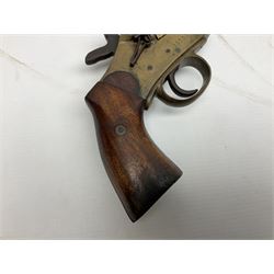 Schermulys Patent No.503324 nitro proof line throwing pistol No.15003; brass body with proof marks; the 32cm steel barrel with secondary handle over and original transfer 'The Schermuly Pistol Rocket Apparatus Ltd. London' L51cm overall