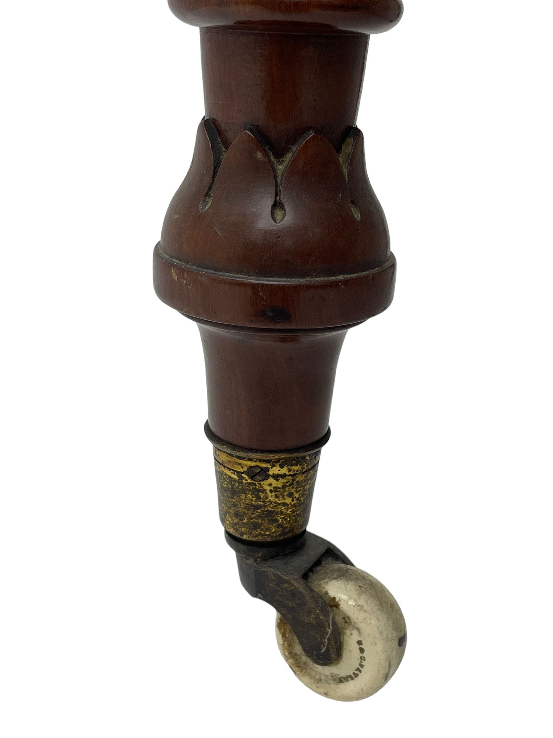 Victorian figured mahogany two-piece bedroom set - the washstand with white and black marble moulded top with arched back and raised shelf, two moulded frieze drawers, on turned and fluted supports with brass and ceramic castors (W123cm, D60cm, H102cm); the dressing table with raised swing mirror in moulded frame with shell and scroll carved pediment, on scrolled horns carved with foliage, four raised trinket drawers over moulded rectangular top, fitted with two drawers, on turned and fluted supports with brass and ceramic castors (W122cm, H177cm, D62cm)