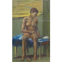 Christopher John Assheton-Stones (British 1947-1999): Nude Study of a Black Woman, pastel unsigned 53cm x 33cm
