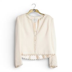 Mink coat, 1970s lamb fur trimmed coat, suede coat and Tom Bawker cream coat, and two pairs of ladies shoes approx size 8 (6)