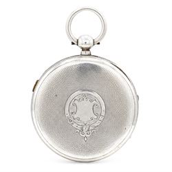 Victorian silver centre seconds key wound chronograph pocket watch No. 31808, white enamel dial with Roman numeral hour markers and outer track numbered 25-300, case by Henry Green, Chester 1889