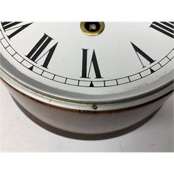 Wm. Smith & Son mahogany cased bulk head clock with chrome bezel, the enamel dial with Roman numerals marked A.M. 1942 D18.5cm; with winding key
