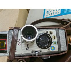 Bell & Howell cine camera model 624, together with a 'Movie Titler' Johnson Junior printing pack and 'The Econasign' cine sign making kit