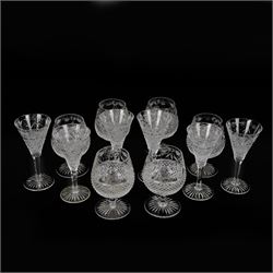 Set of six Stuart Crystal Beaconsfield pattern brandy glasses and set of six sherry glasses