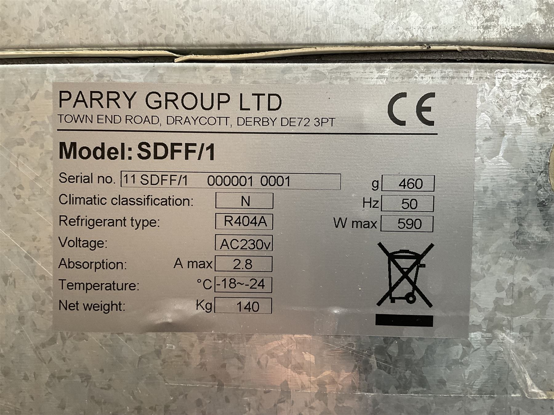 Parry SDFF/1 freezer