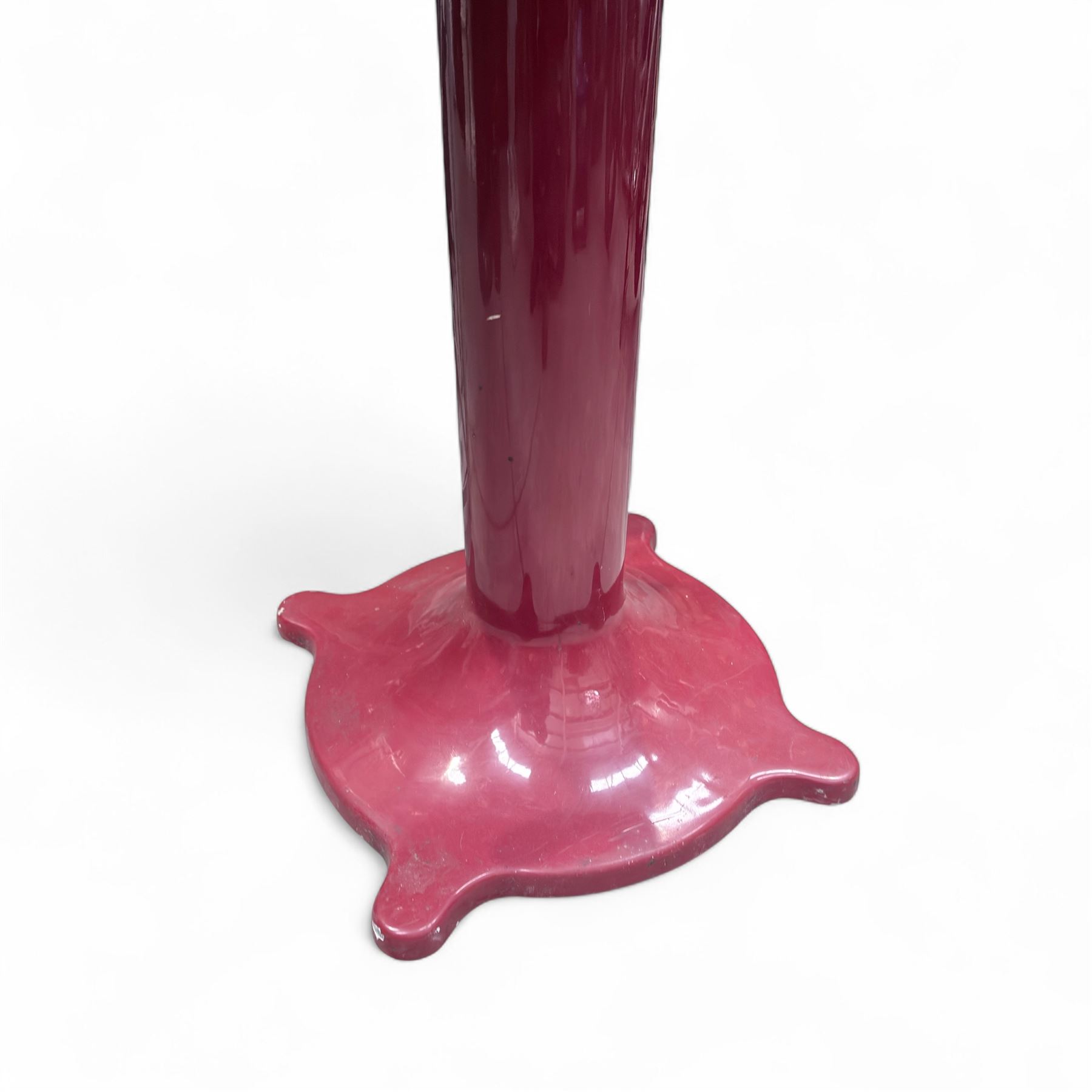 Vintage Berkel 115 NEV meat slicer on pedestal, red finish