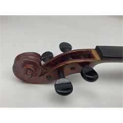 Saxony violin c1900 with 36cm two-piece maple back and ribs and spruce top; bears label 'Antonius Stradivarius Cremonensis Faciebat Anno 17**' L59cm overall; in carrying case