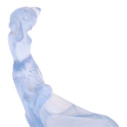Walther & Sohne blue glass center piece modelled as a mermaid, H24cm 