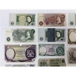 Banknotes including Bank of England Page Series D one pounds, other one pound notes, various The Royal Bank of Scotland Limited denominations, Clydesdale Bank Limited ten pounds 31st January 1979 ‘D/BD 060182’ etc 