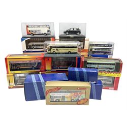 Collection of die-cast buses including Britbus, Corgi, Weetabix, Stagecoach in Hull, Finglands and other models, all boxed