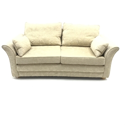Two seat sofa upholstered in a beige fabric, W178cm