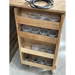 Makita LS0815FL chop saw, with wooden trolley