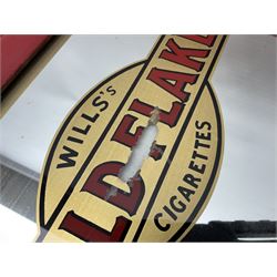 Wills' Gold Flake advertising mirror in painted red frame, H41 cm