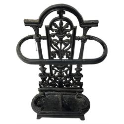 Victorian design black painted cast iron stick stand