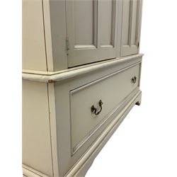 Laura Ashley cream finish double wardrobe with drawer to base, panelled doors