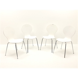  Set four Jacobsen style white finish chairs, W44cm  