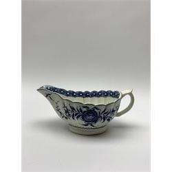 18th century Worcester sauce boat, circa 1775, of fluted form decorated in the Rose pattern, L17cm