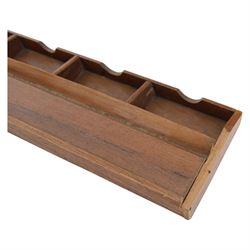 20th century Chinese Mahjong set, with five drawers containing bone counters and tiles, contained within a wooden box with brass detailing, together with a set of eight wooden Mahjong tile trays