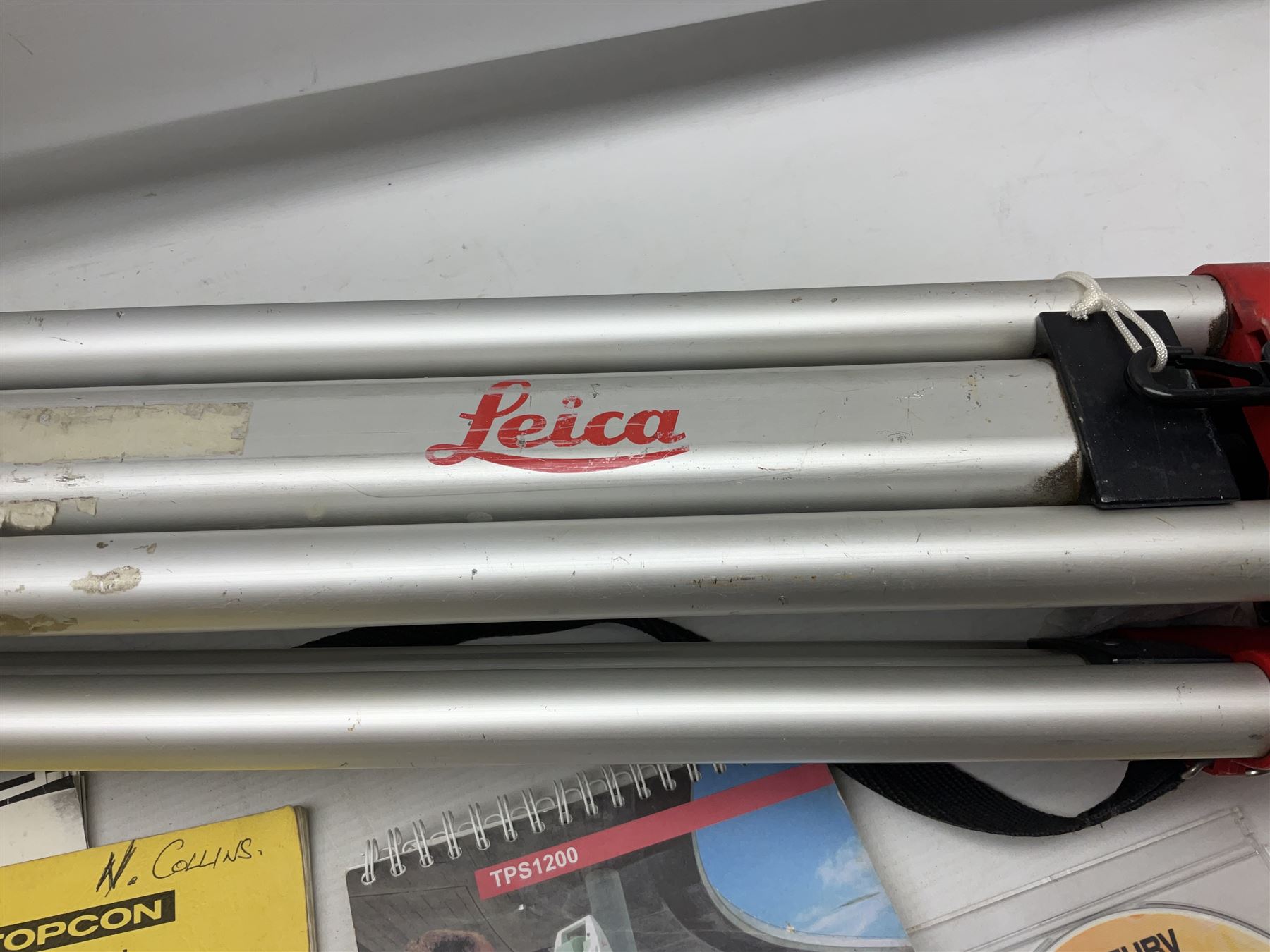 Topcon land surveying equipment - GTS 226 Electronic Total Station, serial no.UN4962; in carrying case with charger and spare battery; together with Leica tripod (2)