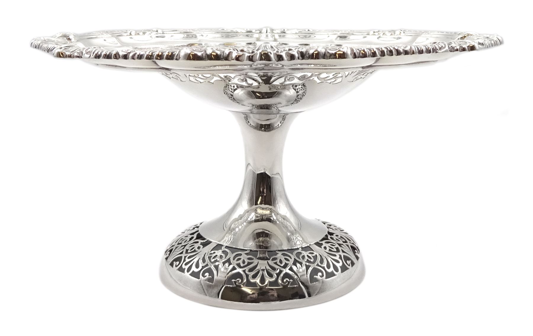 Edwardian silver comport, pierced decoration by Charles & George Asprey, London 1908 approx 11.3oz