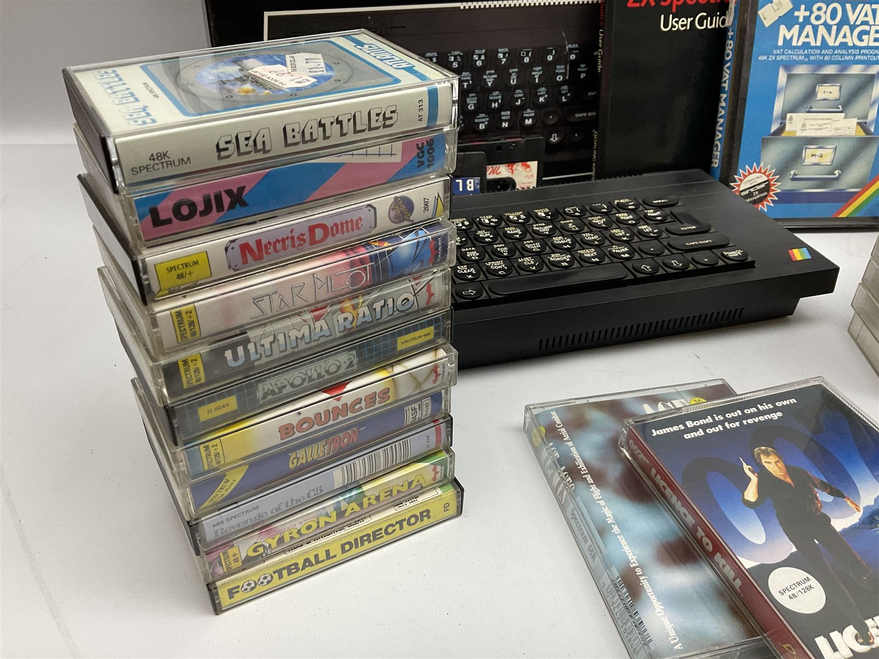 Sinclair ZX Spectrum personal computer with W.H. Smiths cassette recorder,  joy stick and approximately sixty games