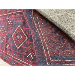 Meshwani red and blue ground runner rug