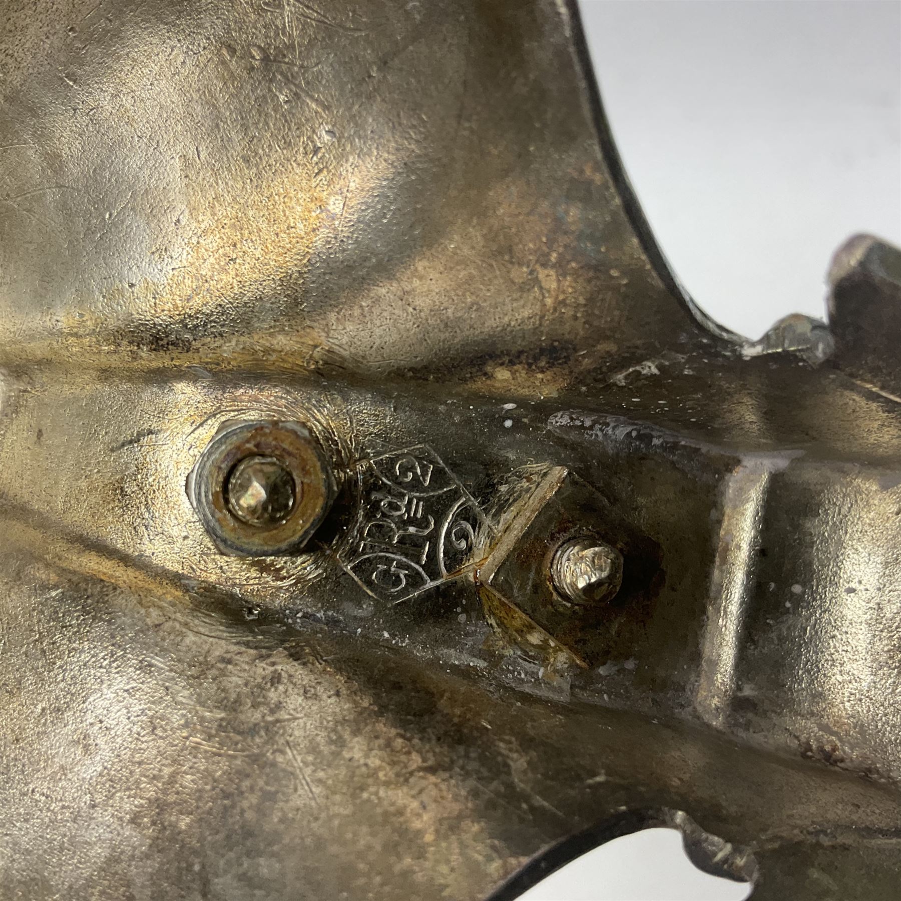 Silver plated centrepiece, with a triform base formed as three Hippocampus with beaded detail, numbered 3682 to the base, H18cm 