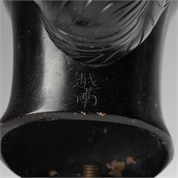 Manner of Nguyen Thanh Le (Vietnamese 1919-2006): Head of a Woman, bronze bust with indistinct character signature to neck, on ebonised base, H27cm 